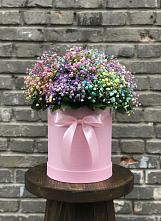 Цветочная композиция из Гипсофила и Розы в шляпной коробке в Старобжегокай
