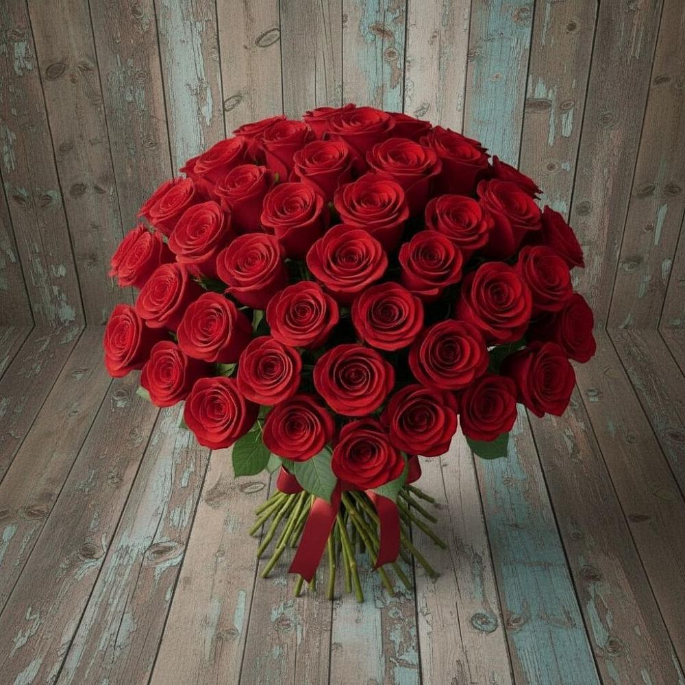 Букет 55 Красных роз Фридом в Старобжегокай