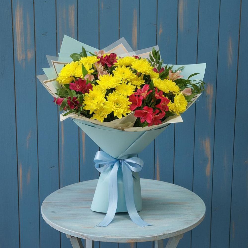 Букет цветов из: Альстромерии и Хризантемы в Старобжегокай
