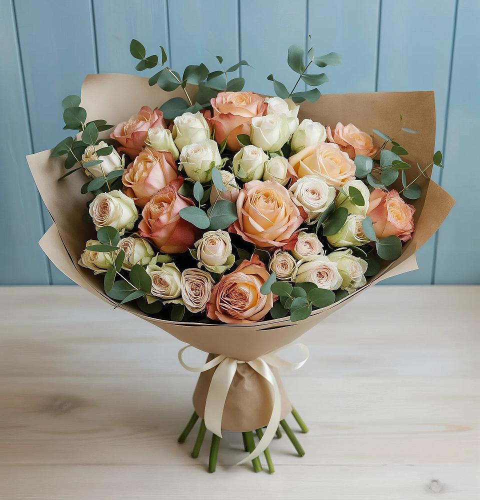 Букет цветов из: Альстромерии и Розы в Старобжегокай