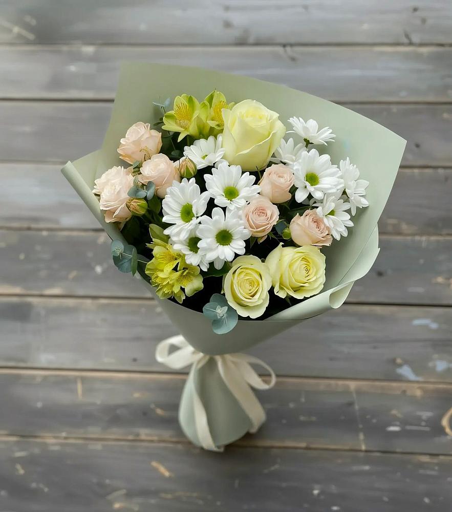 Букет цветов из: Альстромерии, Розы и Хризантемы в Старобжегокай