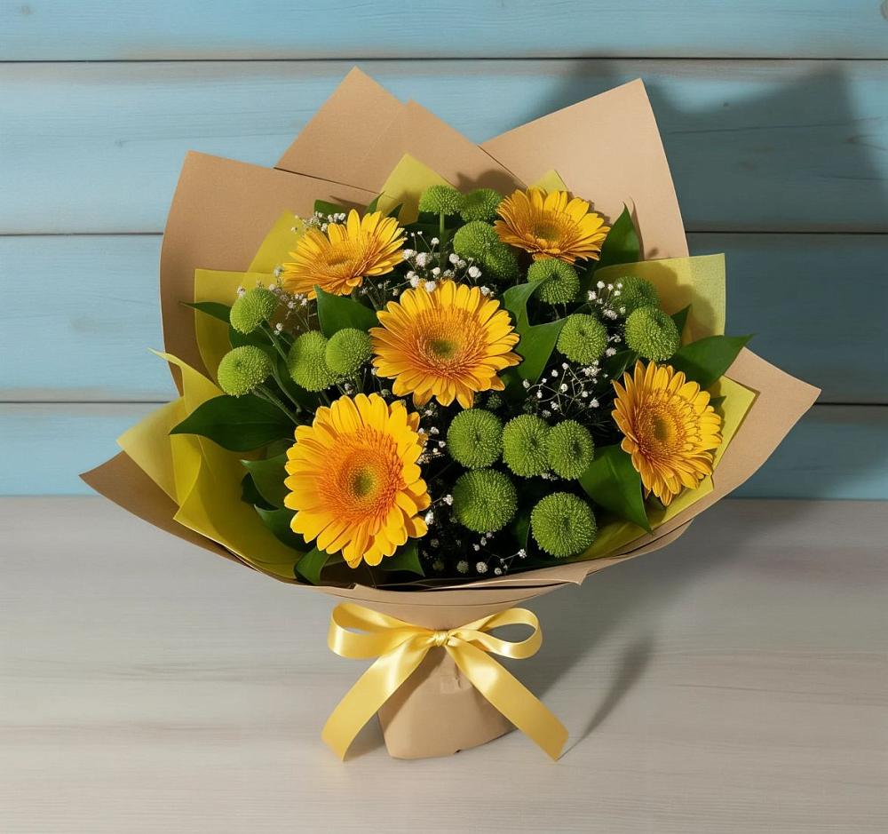 Букет цветов из: Герберы и Хризантемы в Старобжегокай
