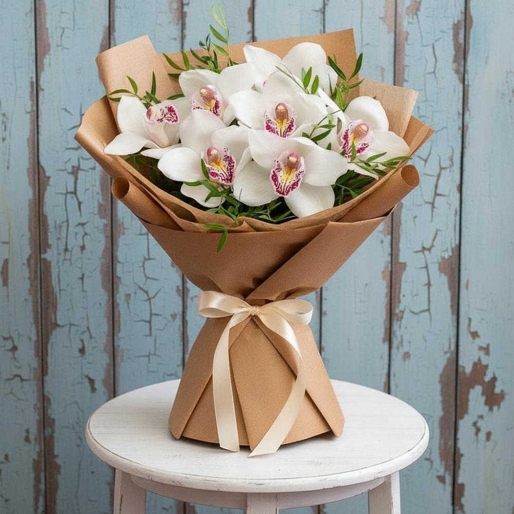 Букет цветов из: Орхидеи и Розы в Старобжегокай