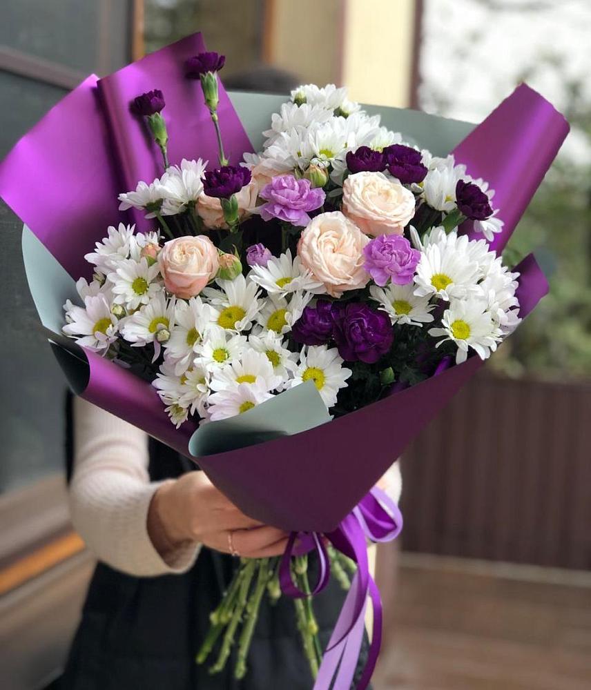 Букет цветов из: Хризантемы, Гвоздики и Розы в Старобжегокай