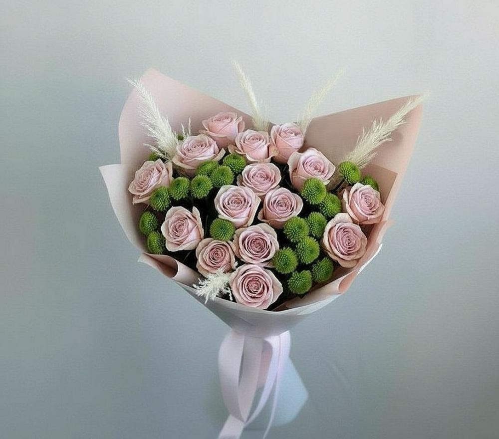 Букет цветов из: Розы и Хризантемы в Старобжегокай