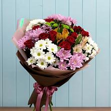 Букет цветов из:  Розы, Хризантемы и Альстромерии в Старобжегокай