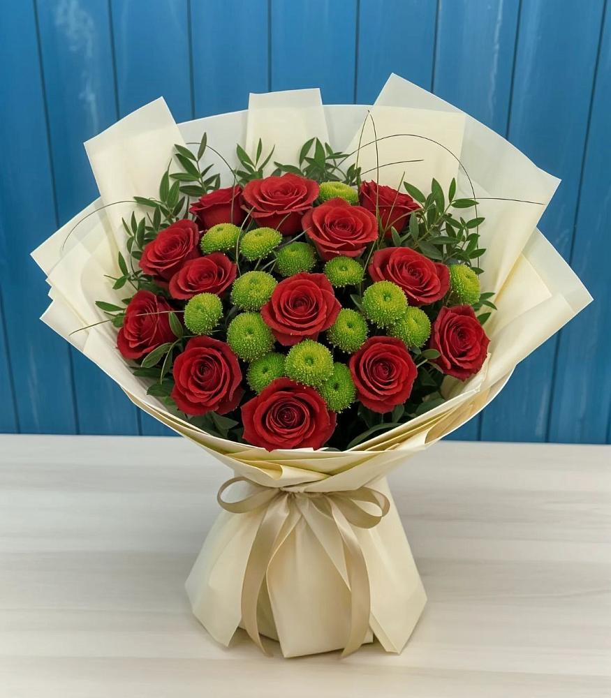 Букет цветов из: Розы и Хризантемы в Старобжегокай