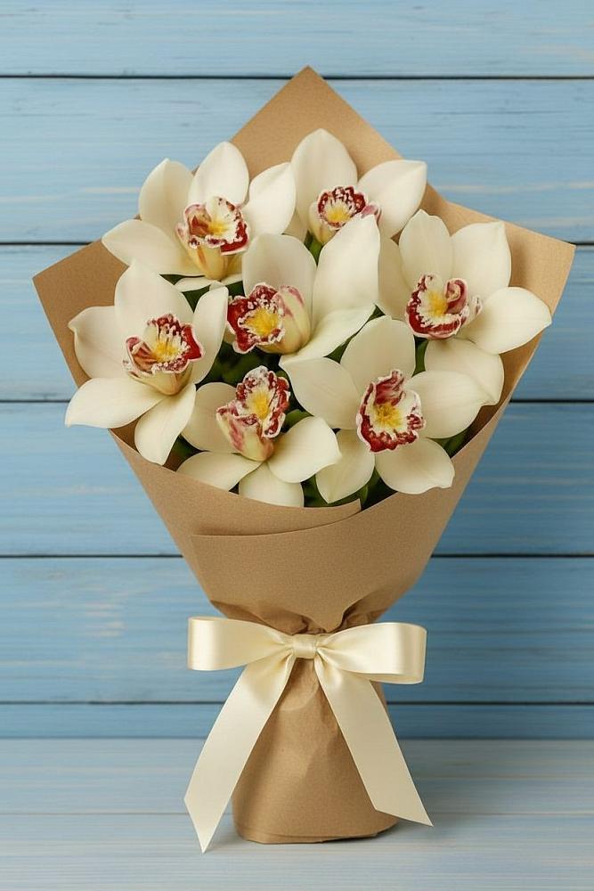 Букет цветов из: Орхидеи и Розы в Старобжегокай